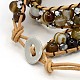 Two Loops Leather Gemstone Wrap Bracelets BJEW-O015-03-3