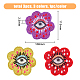 Hobbiesay 3 pz fiore a 3 colori con ricamo in stoffa con motivo a occhi sulla toppa applique PATC-HY0001-27-2