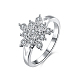 Silver Color Plated Brass Cubic Zirconia Snowflake Finger Rings For Party RJEW-BB16228-8-1