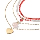 4 pièces 4 style quartz rose naturel et 304 colliers pendentifs en acier inoxydable et alliage émail ensemble NJEW-JN04069-4