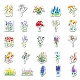 50 pièces styles mélangés motif de fleurs autocollants en plastique pvc imperméables X-STIC-PW0001-367-4