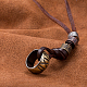 Einstellbar Retro-Zink-Legierung Anhänger und Lederband Lariat Halsketten für Männer NJEW-BB15980-5