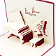 3dはピアノグリーティングカード幸せな誕生日プレゼントをポップアップ  レッド  15x10cm DIY-N0001-079R-4