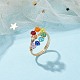 Красочное стеклянное кольцо на палец в виде капли в виде слезинки RJEW-JR00653-2