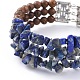 Trois boucles naturelles lapis lazuli puce perles wrap bracelets BJEW-JB04657-01-2