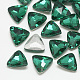 ポイントガラスラインストーンカボション  バックメッキ  多面カット  三角形  med.emerald  9.5x10x4mm RGLA-T087-10mm-15-1