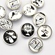 Platinum Plated Brass Glass Flat Round with Bird or Bird Cage Picture Jewelry Snap Buttons SNAP-M036-A-M-1