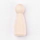 未完成の木製の女性のペグ人形、人々の体  子供の絵のため  DIY工芸品  ソリッド  ハード  アンティークホワイト  66.5x24.5mm DIY-WH0059-10D-1