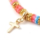 Ensembles de colliers pendentif croix et lettres mixtes NJEW-JN03505-4