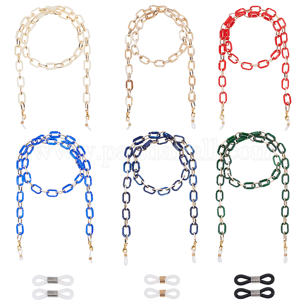Shop SUPERFINDINGS 6PCS 74.3cm 6 Colors Gemstone Style Acrylic & Aluminium Paperclip Chains