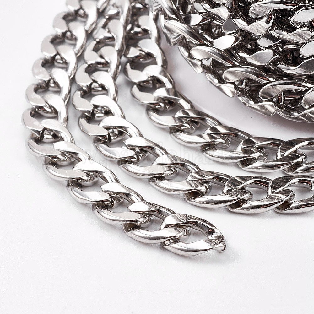 Wholesale Tarnish Resistant 304 Stainless Steel Cuban Link Chains Chunky Curb Chains Twisted Chains