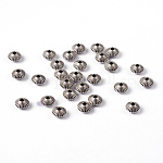Séparateurs perles en alliage de style tibétain, sans plomb & sans nickel & sans cadmium , Toupie, argent antique, environ 7.8 mm de diamètre, épaisseur de 5.5mm, Trou: 1mm