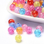 Transparent Crackle Acrylic Beads, Round, Mixed Color, 8mm, Hole: 2mm, about 1890pcs/500g