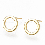 Латунь серьги, кольцо, реальный 18k позолоченный, 10 мм, штифты : 0.7 мм