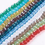 Handmade Glass Beads, Imitate Austrian Crystal, Faceted Rondelle, Mixed Color, 10x7mm, Hole: 1mm, about 72pcs/strand
