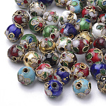 Handmade Cloisonne Perlen, Runde, Mischfarbe, Runde 8 mm (+ - 0.5~1 mm), Bohrung: ca. 2 mm