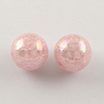 Couleur ab crépitement transparente acrylique perles rondes, rose brumeuse, 20mm, Trou: 2.5mm, environ 108 pcs/500 g