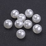 Perlas de acrílico de perlas imitadas, redondo, nieve, 8mm, agujero: 2 mm, aproximamente 2000 unidades / 500 g