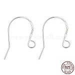 925 Sterling Silver Earring Hooks, Silver, 19x13.5x0.8mm, Hole: 2mm, 20 Gauge, Pin: 0.8mm