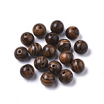 Perle di legno naturale, cerato, undyed, tondo, per la realizzazione di braccialetti di perline mala, marrone noce di cocco, 8mm, Foro: 1.5 mm, circa 1850pcs/500g