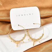 Серьги-кольца из латуни и стекла EJEW-U040-03G