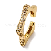 Offene Manschettenringe aus Messing mit Stern und Zirkonia für Damen RJEW-S242-02G-C