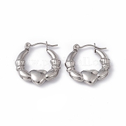 Не тускнеющие серьги из нержавеющей стали 304 Claddagh в форме колец для женщин EJEW-G314-12P