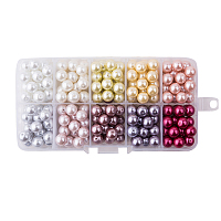 1 Box 8mm 230pcs multicolor Glasperle runden Perlen winzigen satin Glanz lose Perlen Sortiment Mix viel für Schmuck machen HY-PH0004-8mm-01-B