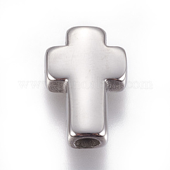 変色しにくい304ステンレススチールビーズ  クロス  ステンレス鋼色  14x10x4mm  穴：2.5mm