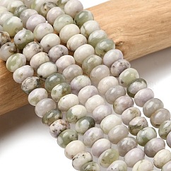 Hebras de cuentas naturales de jade de paz, rerondana plana, 6.5~7x4~4.5mm, agujero: 0.8 mm, aproximamente 89 pcs / cadena, 15.35'' (39 cm)