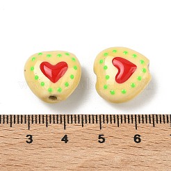 Фарфоровые эмалированные бусины ручной работы с узором в виде сердечек&nbsp;PORC-G016-03I
