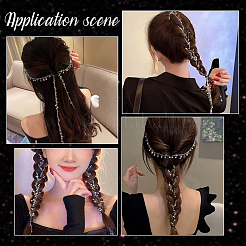 2 шт. двухцветная металлическая цепочка для волос с подвесками в виде луны и звезд и железными заколками-гребнями для волос&nbsp;OHAR-GF0001-35