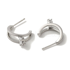 Покрытие стойки латунь микро паве серьги-гвоздики из циркония фурнитура EJEW-R162-42P