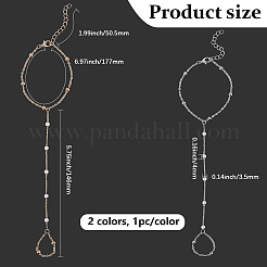 2шт 2 цвета сплава спутниковые цепи браслеты кольца для женщин BJEW-CY0001-09