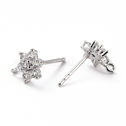 Латунь микро проложить кубические серьги из циркония&nbsp;ZIRC-C027-14P-02-RS