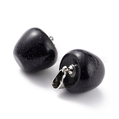 合成ブルーゴールドストーン青金砂石ペンダント  プラチナブラスループ付き  りんご  14~15x14x14mm  穴：6x3mm&nbsp;G-Z022-01I