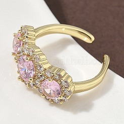 Латунные микро проложить манжеты кольца кубического циркония RJEW-H256-01G