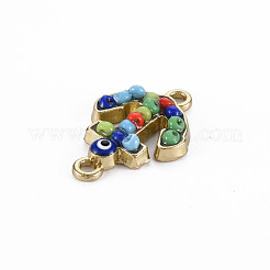 合金エナメルリンクコネクター  ガラスシードビーズで  ライトゴールド  アンカー  カラフル  22x15x4mm  穴：1.6mm&nbsp;PALLOY-N153-34-RS