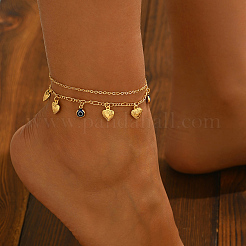 Латунные милые романтические синие браслеты в форме сердца от сглаза для женщин в подарок CA3994