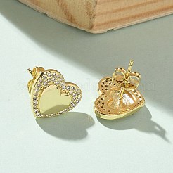 Женские серьги-гвоздики из латуни с микропаве и прозрачным кубическим цирконием&nbsp;LS-EJEW-U034-02G-02