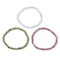 Браслеты из окрашенного натурального малазийского нефрита с гранеными бусинами-ронделями&nbsp;BJEW-JB13442