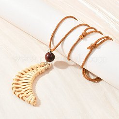 Collane lunghe con pendente in rattan intrecciato in stile boho&nbsp;WD-CBA76F6-01C