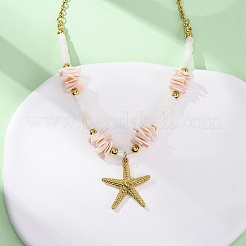 Ожерелья с подвесками из нержавеющей стали 304 в виде морской звезды&nbsp;NJEW-L465-02G