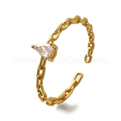 925 открытое кольцо-манжета из стерлингового серебра с паве из кубических цирконий&nbsp;RJEW-R016-01G-01