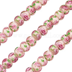 1 filo di perline rondelle a forma di fiore interno in vetro lavorato a lume fatte a mano&nbsp;LAMP-TA0002-72J
