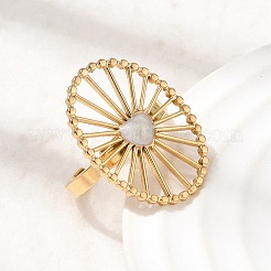 Полое овальное кольцо с сердечком из нержавеющей стали 304&nbsp;RJEW-A091-17G