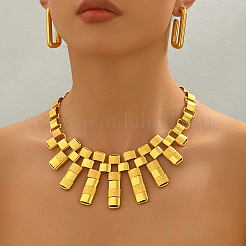 Наборы из железных серег-гвоздиков и ожерелий с геометрической полой текстурой для женского банкета&nbsp;DP0438