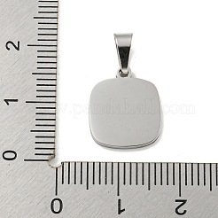 Подвески квадратные из нержавеющей стали 304 с натуральным белым ракушечником&nbsp;STAS-S130-01P