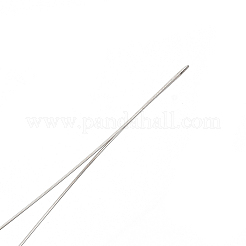 鉄の大きな目ビーズ針  シードビーズ針  ジュエリー作りのための  プラチナ  139x0.3mm&nbsp;X-TOOL-N006-03