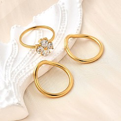 3 комплект колец из нержавеющей стали 304 с микропаве из кубического циркония RJEW-S625-01G